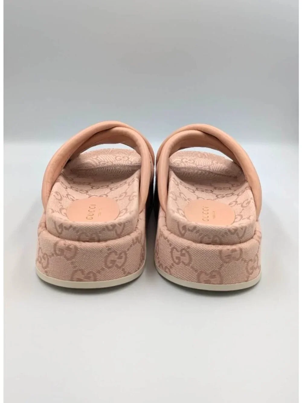 Gucci Monogram GG Calfskin Angelina Platform Sandals Light Pink EU37 816798